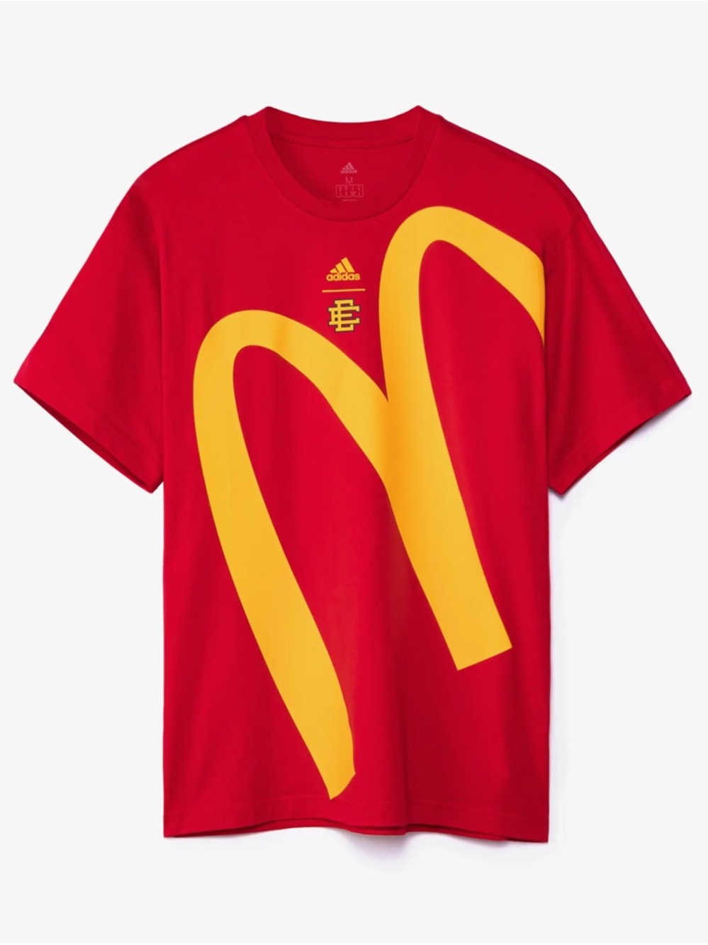 Adidas Red Graphic Tee EE Logo Yellow Print Shirt NWT XL
